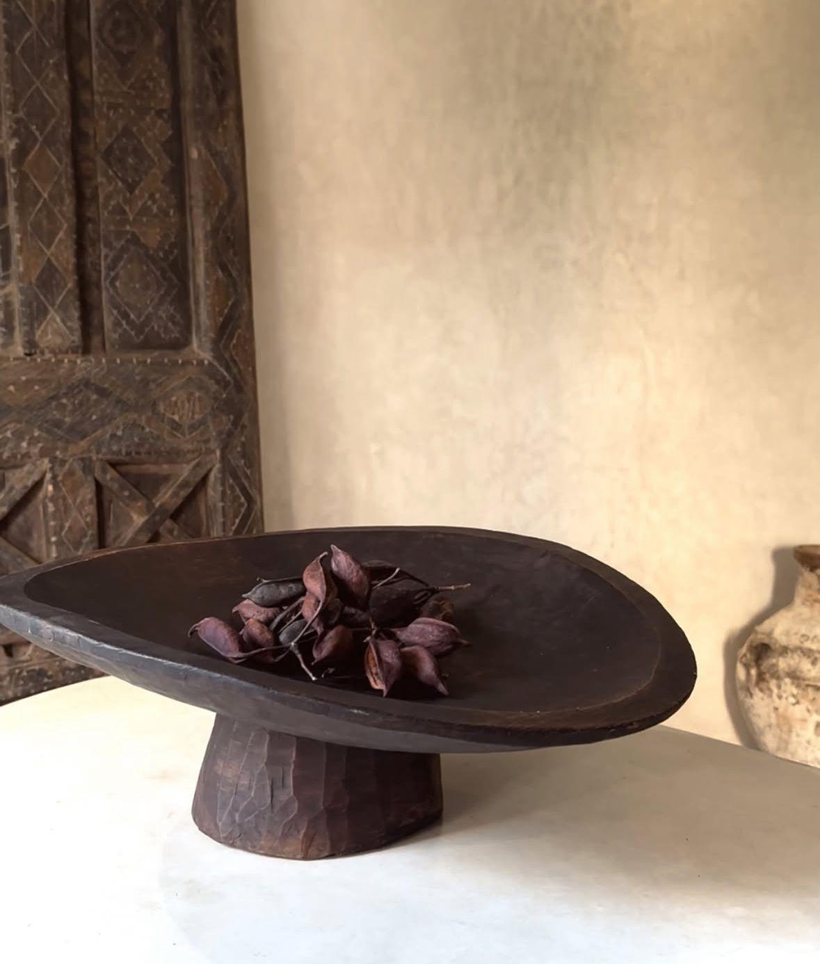 Solid Wood Pedestal Bowl – Ethiopian & West African Craftsmanship
